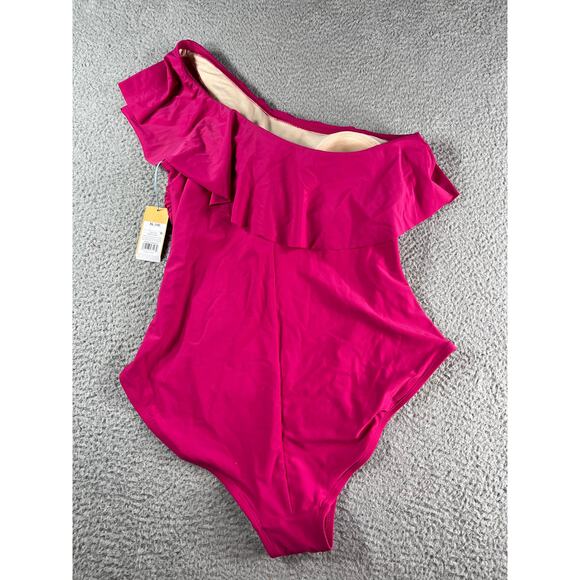 Kona Sol Swimsuit Womens XL Pink Padded One Piece Asymmetrical One Shoulder NWT - Picture 7 of 11
